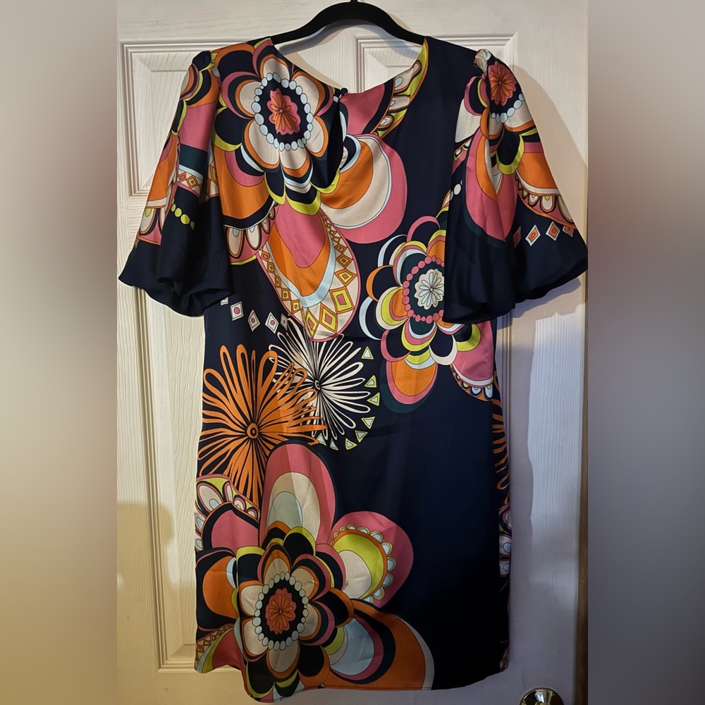 Trina Turk Luv Floral-print Blouson-sleeve Mini Dress In Ink Multi
